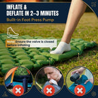 Orange Double Camping Sleeping Pad with Built-in Foot Pump, Extra Wide Inflatable Mat for Tents