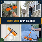 Orange Extendable Window Cleaning Kit 100-420cm, 2-in-1 Squeegee and Microfibre Scrubber, 180° Swivel Head