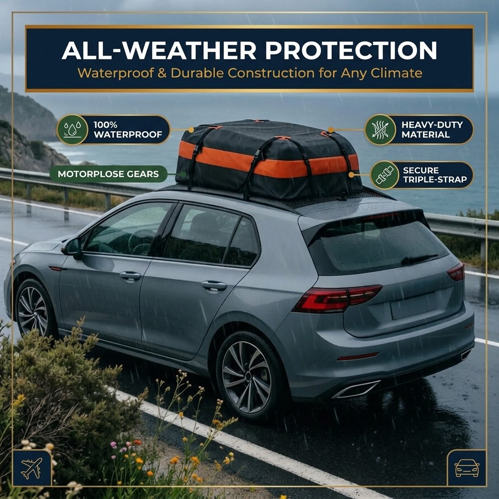 Waterproof Car Roof Bag 112 x 88 x 44cm, Oxford Cloth Rooftop Cargo Carrier for SUVs, Utes and Vans, Black