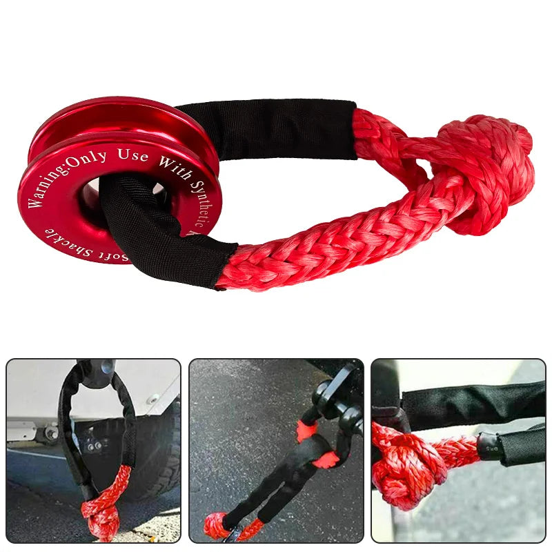 Soft Shackle and Snatch Recovery Ring Set, 38,000 lbs UHMWPE Rope Shackle for 4WD Recovery, Blue