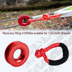 Soft Shackle and Snatch Recovery Ring Set, 38,000 lbs UHMWPE Rope Shackle for 4WD Recovery, Black