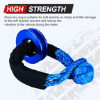 Soft Shackle and Snatch Recovery Ring Set, 38,000 lbs UHMWPE Rope Shackle for 4WD Recovery, Blue