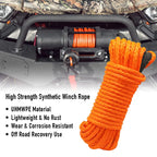 Synthetic Winch Rope 6mm x 15m, 8000 lbs UHMWPE Winch Line with Forged Hook, Orange