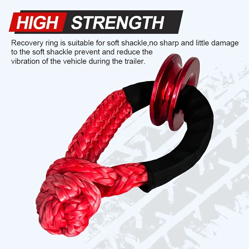 Soft Shackle and Snatch Recovery Ring Set, 38,000 lbs UHMWPE Rope Shackle for 4WD Recovery, Black