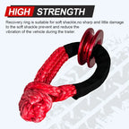 Soft Shackle and Snatch Recovery Ring Set, 38,000 lbs UHMWPE Rope Shackle for 4WD Recovery, Blue