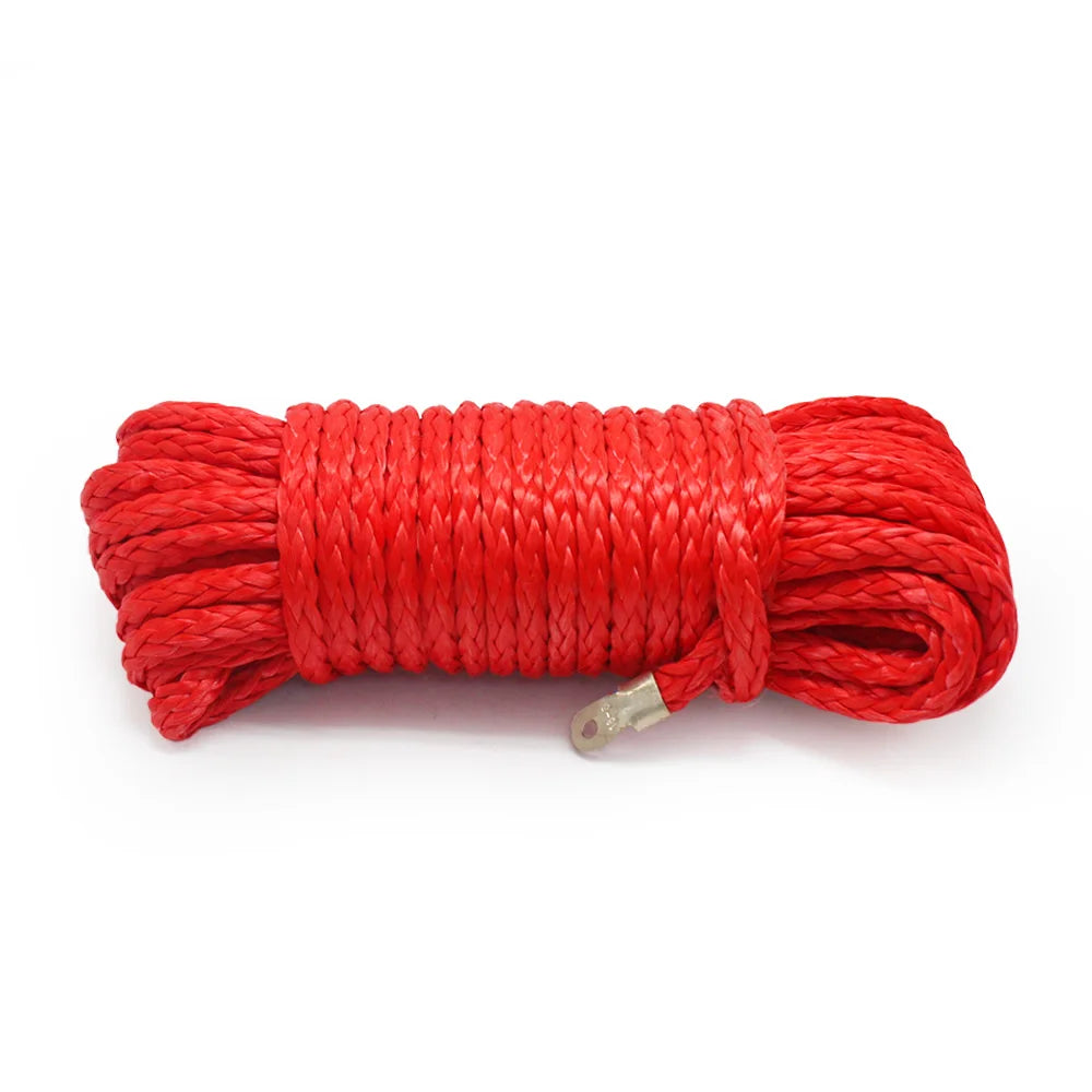 Synthetic Winch Rope 6mm x 30m, 8000 lbs UHMWPE Winch Line with Forged Hook, Orange