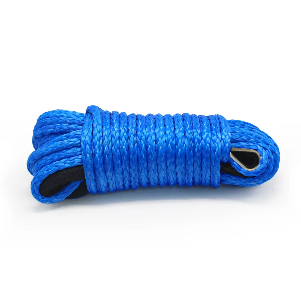 Synthetic Winch Rope 6mm x 15m, 8000 lbs UHMWPE Winch Line with Forged Hook, Orange