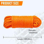 Synthetic Winch Rope 6mm x 15m, 8000 lbs UHMWPE Winch Line with Forged Hook, Orange