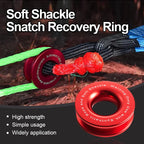 Soft Shackle and Snatch Recovery Ring Set, 38,000 lbs UHMWPE Rope Shackle for 4WD Recovery, Blue