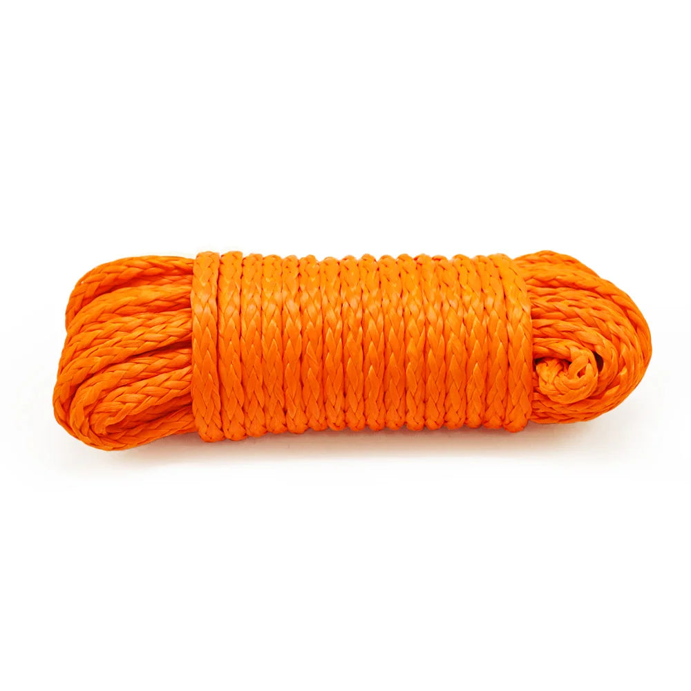 Synthetic Winch Rope 6mm x 30m, 8000 lbs UHMWPE Winch Line with Forged Hook, Orange