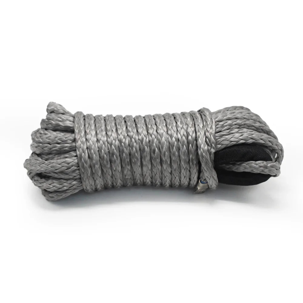 Synthetic Winch Rope 6mm x 15m, 8000 lbs UHMWPE Winch Line with Forged Hook, Orange
