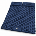 Dark Blue Double Camping Sleeping Pad with Built-in Foot Pump, Extra Wide Inflatable Mat for Tents