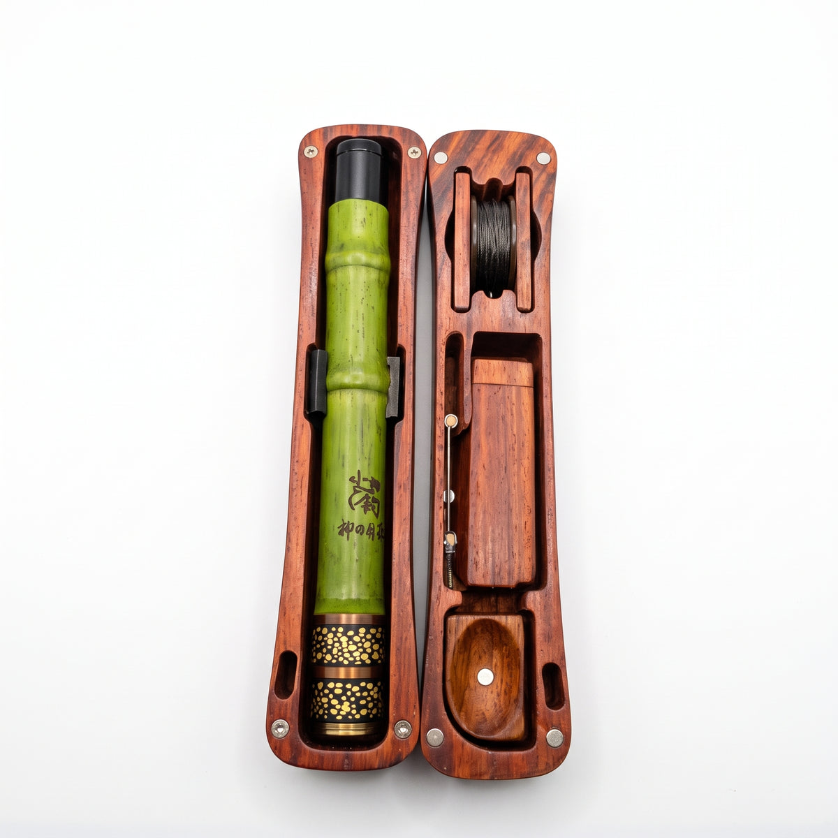 Tenkara Fishing Rod 1.7m with Wooden Storage Box, Ultralight 13-Section Carbon Stream Rod, Emerald