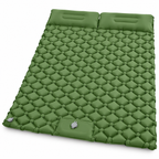 Army Green Double Camping Sleeping Pad with Built-in Foot Pump, Extra Wide Inflatable Mat for Tents