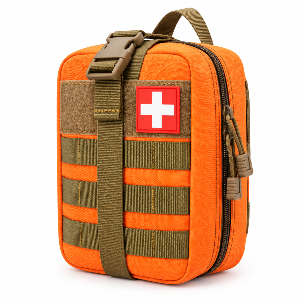Orange 379-Piece First Aid Kit in MOLLE Pouch, Compact Emergency Kit for Car, Camping, Hiking and Home