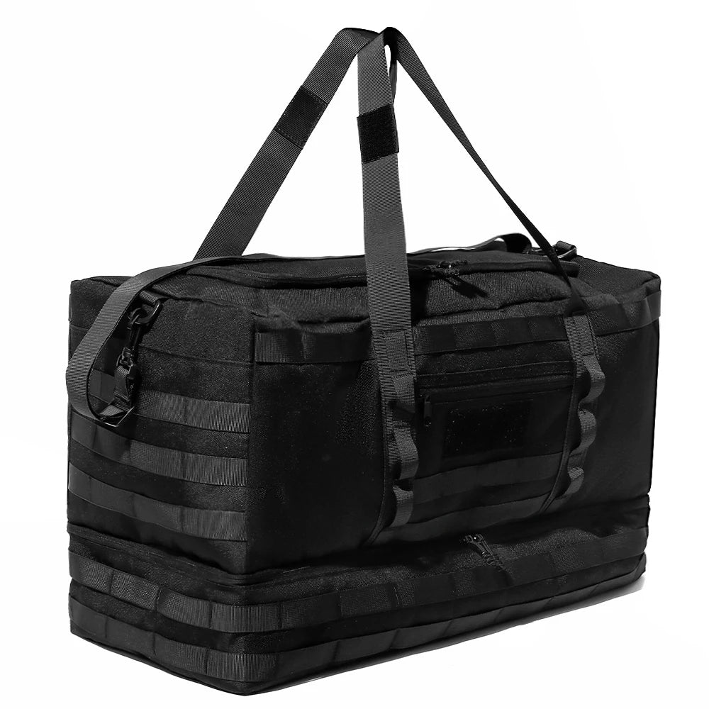 50L Tactical Duffel Bag in 600D Fabric for Travel, Camping, Hiking and Gym, Army Green