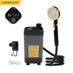 Rechargeable Portable Camping Shower Pump 6000mAh with Digital Display, Shower Head and 2m Hose, Grey