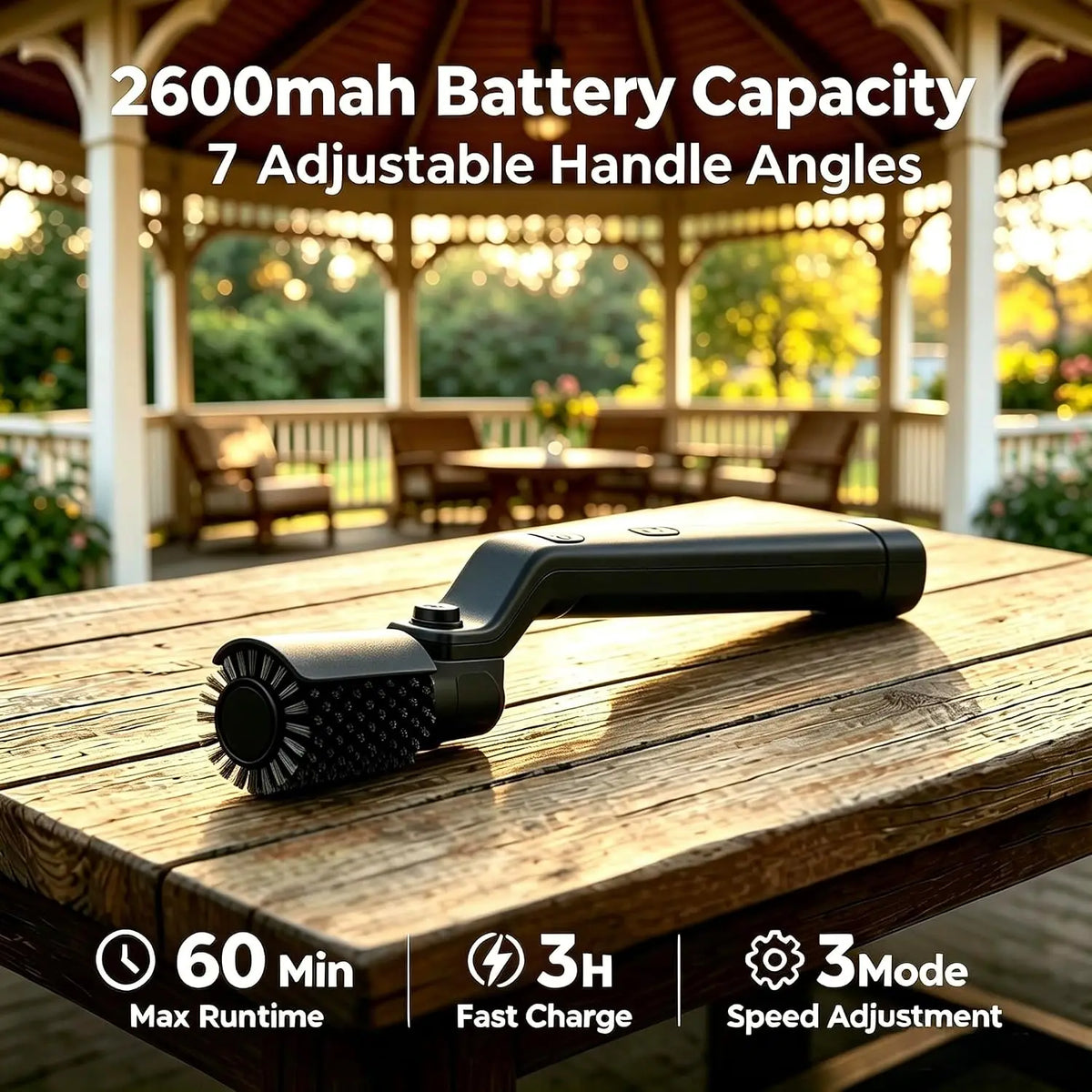 Cordless Electric Grill Brush with 2 Replaceable Heads, Rechargeable BBQ Grate Cleaner for Gas and Charcoal