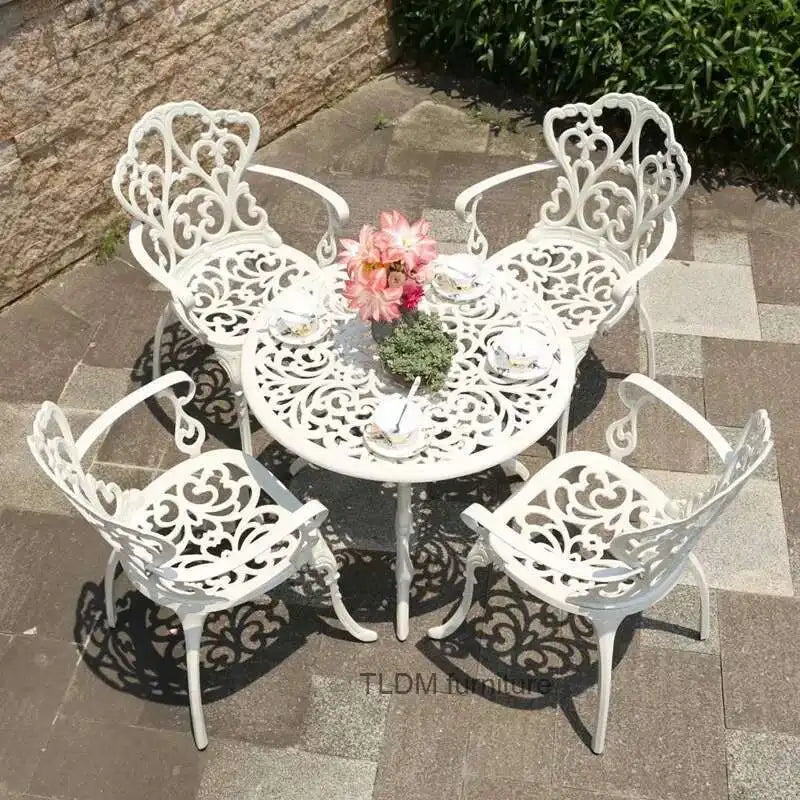 Outdoor Metal Patio Chair with Armrests, Modern Garden Chair for Courtyards, Terraces and Decks
