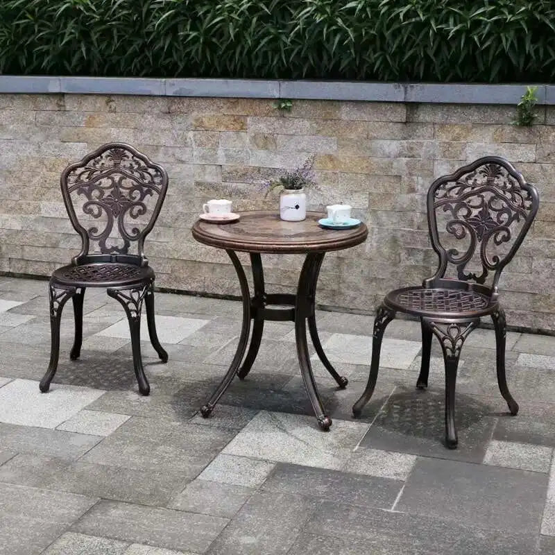 Round Metal Patio Table, Modern Outdoor Dining Table for Garden, Courtyard and Terrace