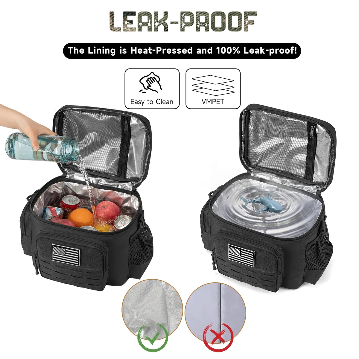 Tactical Insulated Cooler Lunch Bag, Leak-Resistant and Heavy Duty for Work, Camping and Picnics, Green