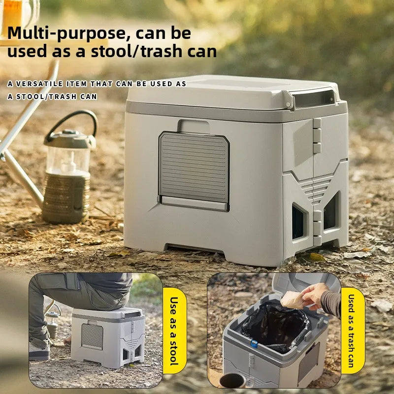 Army Green Folding Portable Camping Toilet, Compact Odour-Resistant Toilet for Camping and Car Trips