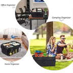 Foldable Car Boot Storage Box, Collapsible Polyester Organiser for Groceries and Sports Gear, Black