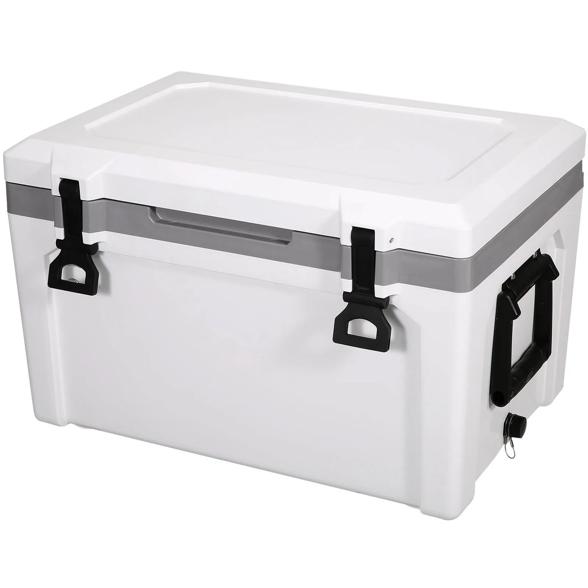52QT Hard Cooler 49L with Dry Basket, Bottle Opener and Cup Holder, Insulated Ice Chest for Camping