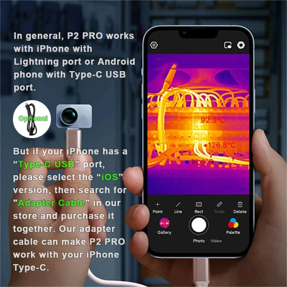 Thermal Imaging Camera for Lightning Port Phones, 256 x 192 Resolution with -20 to 550°C Measuring Range