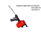 5m Drain Snake Auger, Hand Crank or Drill Powered, Flexible Steel Cable for Sinks, Showers and Toilets