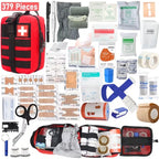 379-Piece First Aid Kit in MOLLE Pouch, Compact Emergency Kit for Car, Camping, Hiking and Home, Red