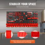 Wall Mounted Parts Storage Bins 30 Piece with Wall Panels, Stackable Garage and Workshop Organiser, Red