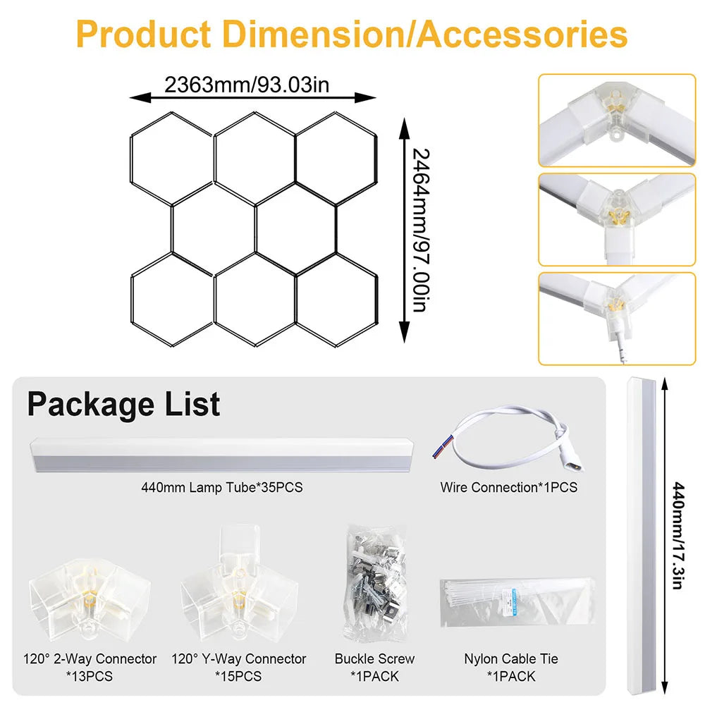 Hex LED Garage Light Kit (8-Piece)