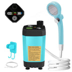 Rechargeable Portable Camping Shower Pump 6000mAh with Digital Display, Shower Head and 2m Hose, Orange