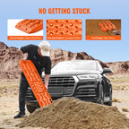 Recovery Traction Boards Pair, 10 Tonne Rated PP Tyre Traction Mats for 4WD, SUV and RV, Black Short