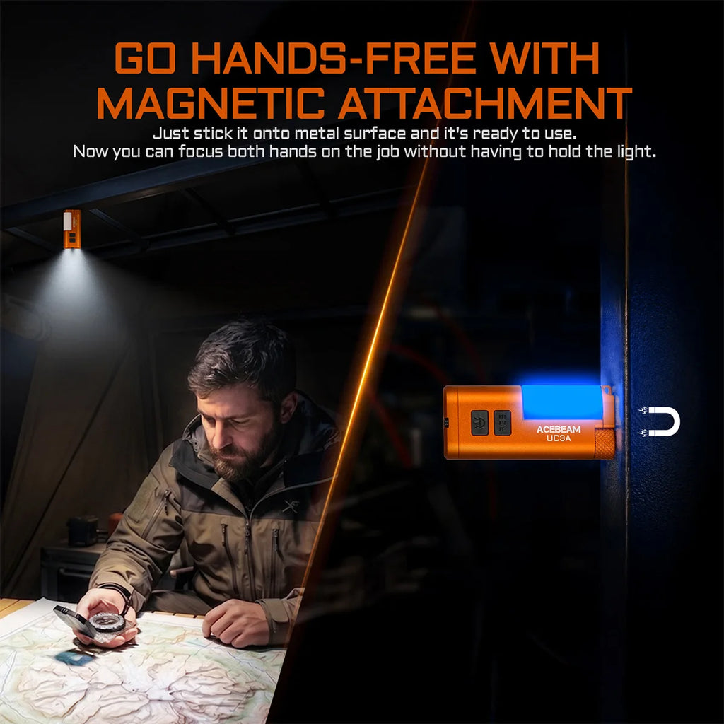 Rechargeable EDC LED Flashlight 900 Lumen with RGB Side Light, Magnetic Tail and Clip, Black