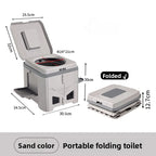 Folding Portable Camping Toilet, Compact Odour-Resistant Toilet for Camping and Car Trips, Black Grey