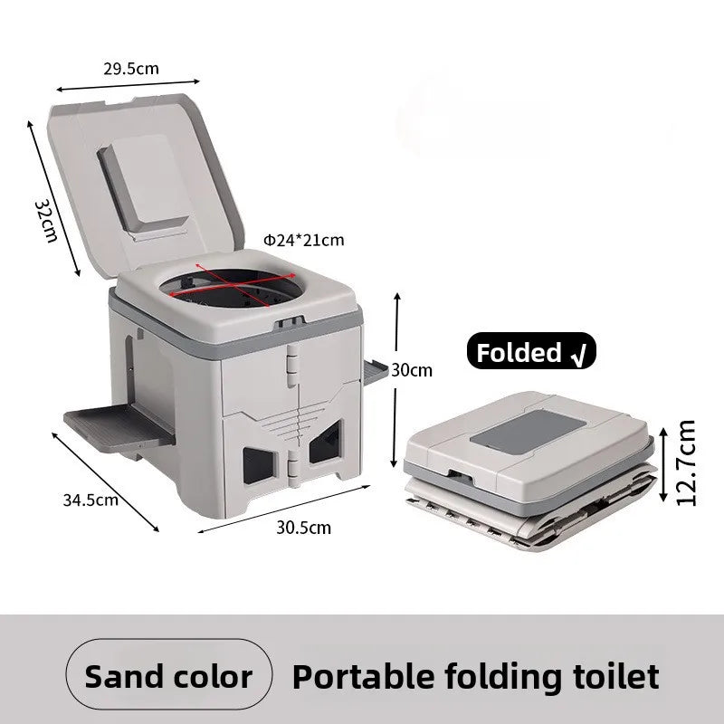 Army Green Folding Portable Camping Toilet, Compact Odour-Resistant Toilet for Camping and Car Trips
