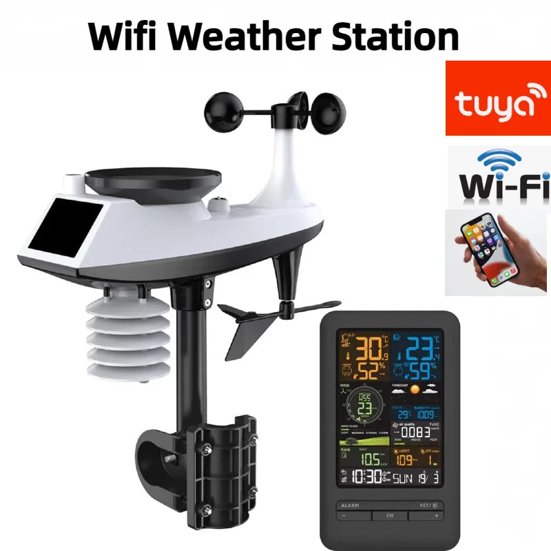 WiFi Weather Station with Outdoor Sensor, Wind Speed, Rainfall, UV and Air Quality, App Connected