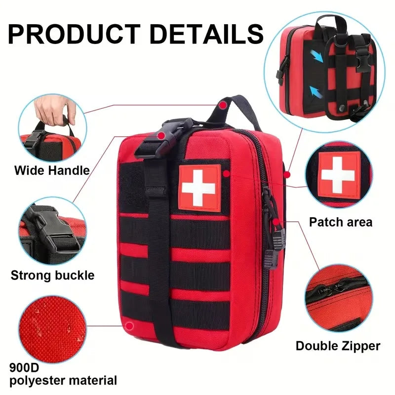Orange 379-Piece First Aid Kit in MOLLE Pouch, Compact Emergency Kit for Car, Camping, Hiking and Home