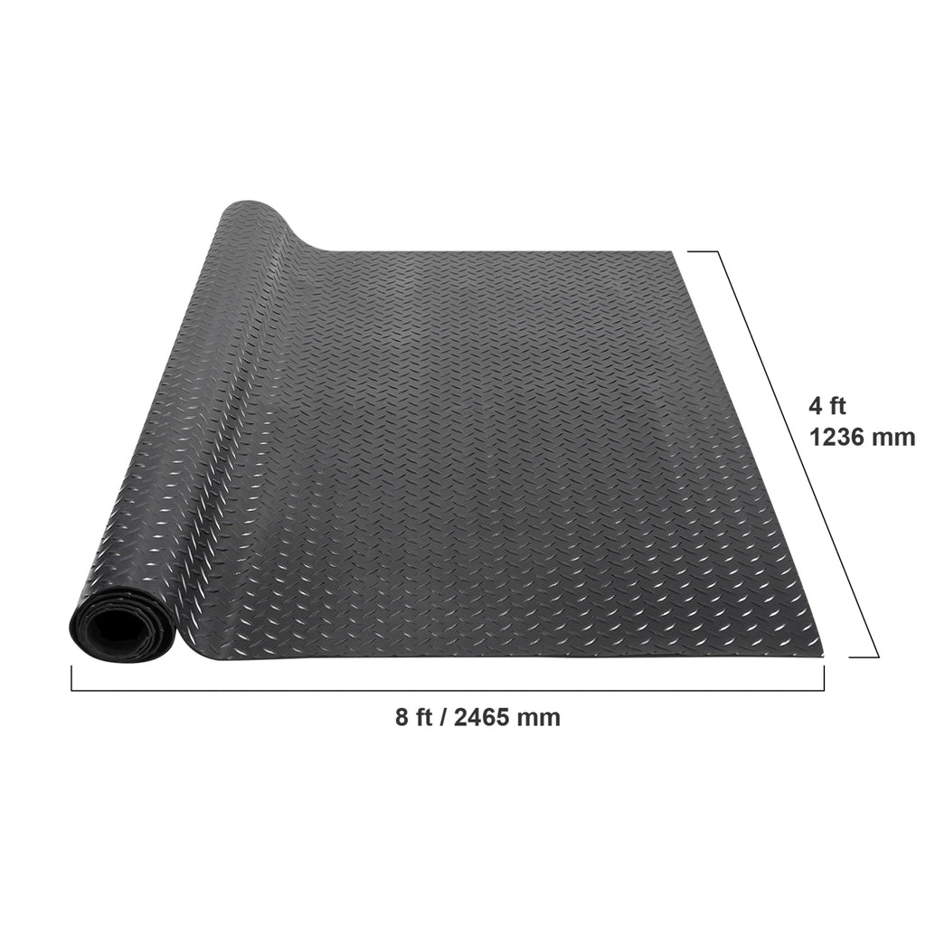 Diamond Plate Rubber Garage Floor Mat Roll 4 x 15 ft, 3mm SBR Rubber Flooring for Garage, Workshop and Gym