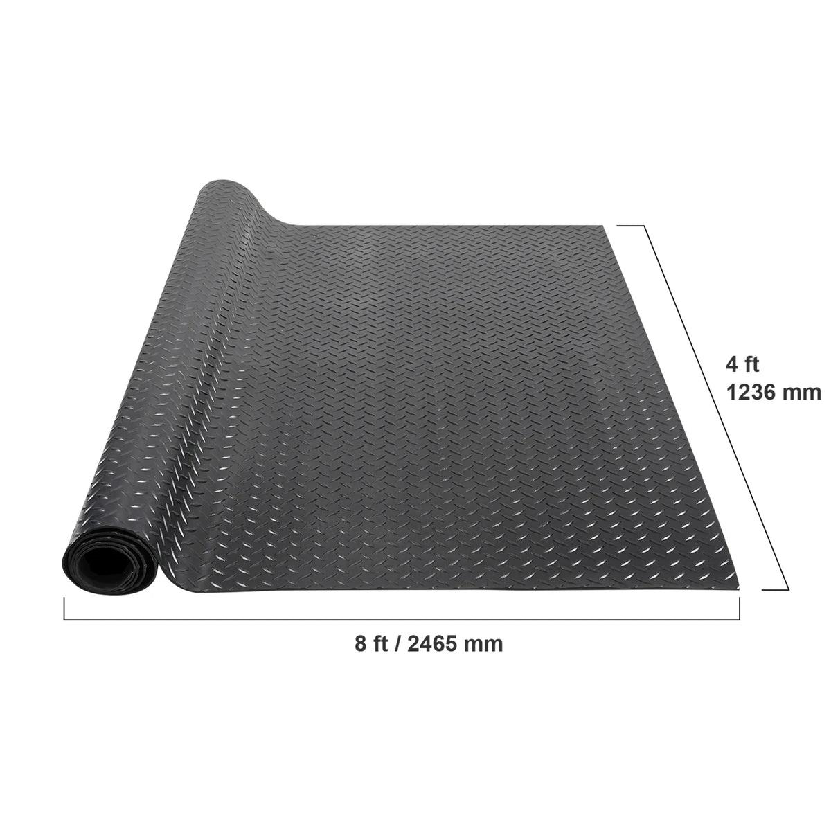 Diamond Plate Rubber Garage Floor Mat Roll 4 x 15 ft, 3mm SBR Rubber Flooring for Garage, Workshop and Gym