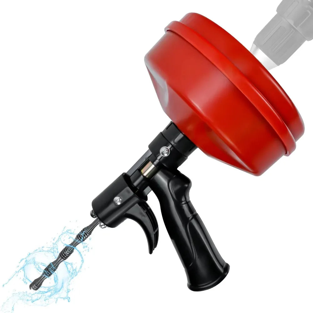 5m Drain Snake Auger, Hand Crank or Drill Powered, Flexible Steel Cable for Sinks, Showers and Toilets