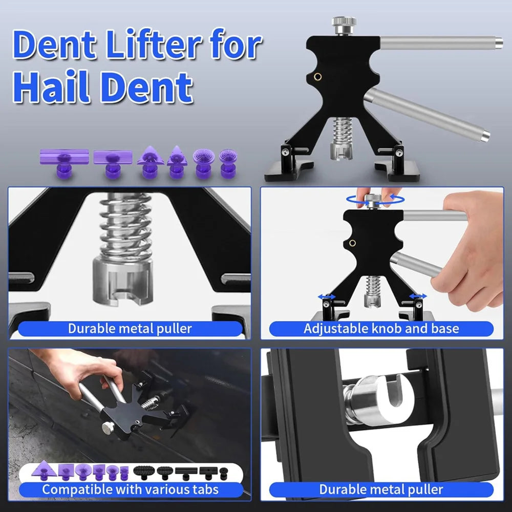 Paintless Dent Repair Kit Lite with Glue Gun, Slide Hammer, Dent Lifter and Pulling Bridge