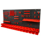 Wall Mounted Parts Storage Bins 30 Piece with Wall Panels, Stackable Garage and Workshop Organiser, Red