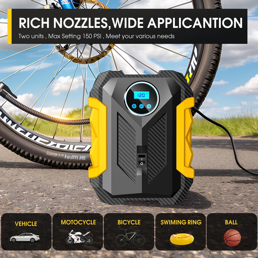 12V Tyre Inflator, 150 PSI Auto-Stop