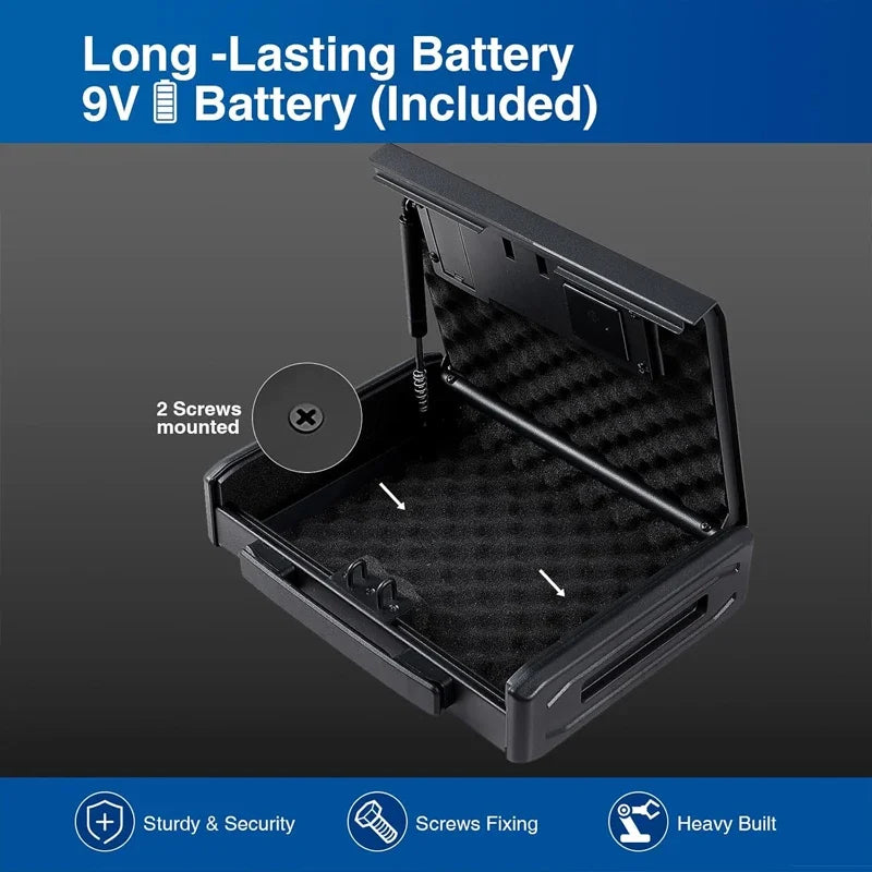 Portable Biometric Gun Safe with Fingerprint and Keypad Lock, Steel Handgun Storage Box