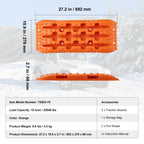 Recovery Traction Boards Pair, 10 Tonne Rated PP Tyre Traction Mats for 4WD, SUV and RV, Black Short