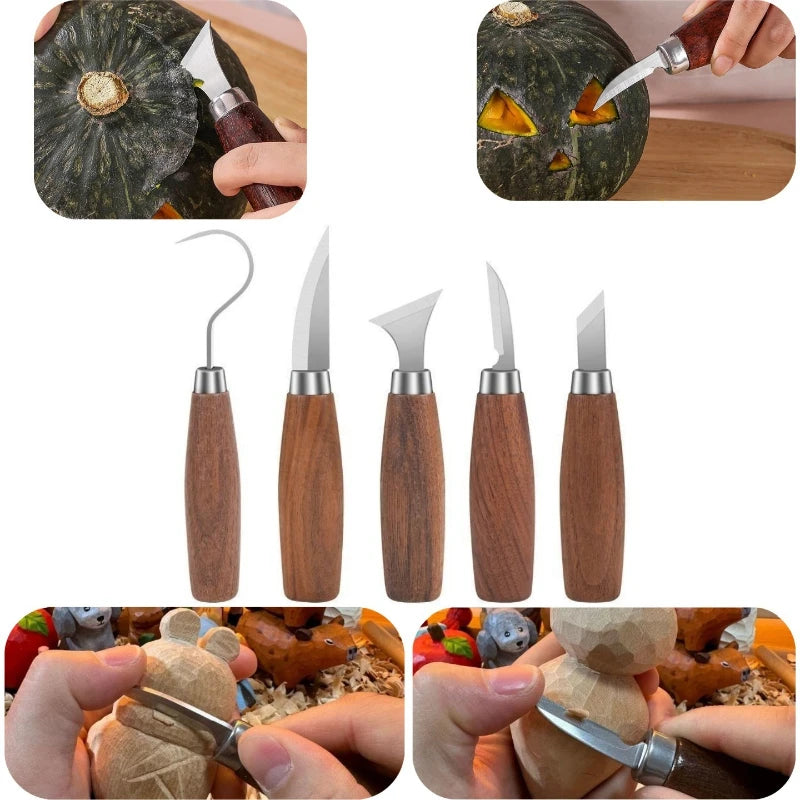 19 Piece Wood Carving Tool Set with Hook Knife for Spoon Carving, Whittling and Woodworking
