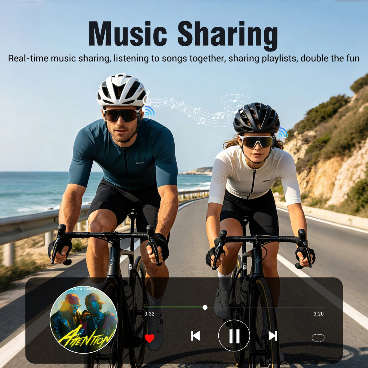 Motorcycle Helmet Bluetooth Intercom 2 Pack, Rider-to-Rider Talk up to 1000m with Music Sharing